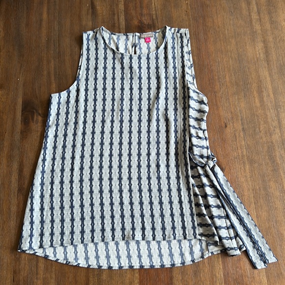 Vince Camuto Women's Blouse Blue, size L, Knit High Low Tunic with side tie - Picture 5 of 11